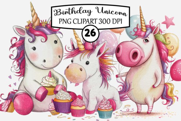 Download Whimsical Birthday Unicorn PNG Clipart - Premium Resources