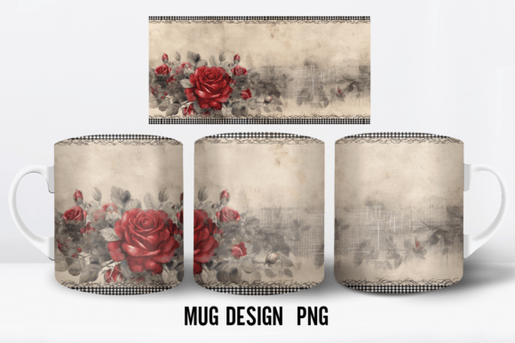 Download Rose Vintage Coffee Mug Wrap Sublimation - Rose Collection