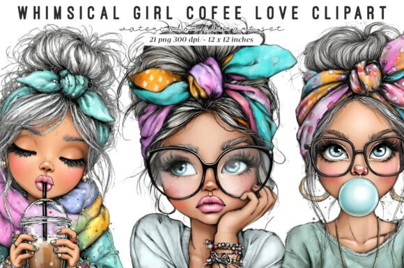 Download Whimsical Girls Cofee Love Clipart - Love clipart Collection