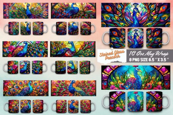 Download Stained Glass Peacock 3d Mug Sublimation - 3d mug sublimation Collection