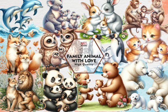 Download Family Animal with Love Clipart PNG - Premium Resources