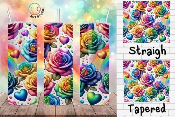 Download Rainbow Watercolor Roses Pride Tumbler - Rose Collection