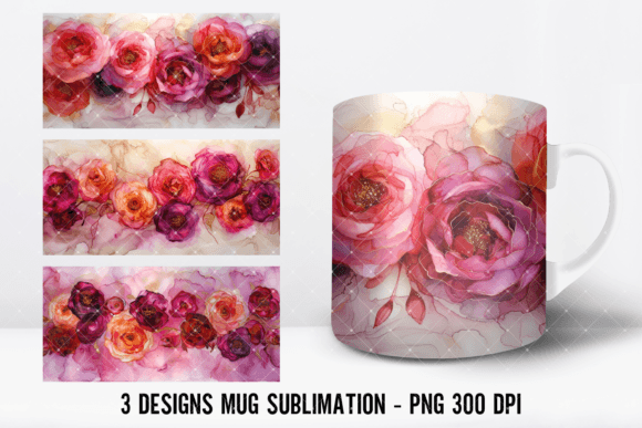 Download Alcohol Ink Moulin Rose Mug Wrap Design - Rose Collection