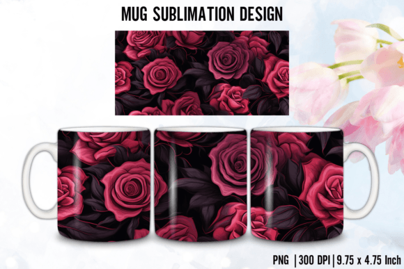 Download Gothic Pink Rose Mug Wrap Sublimation - Rose Collection