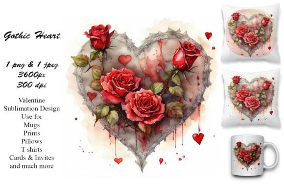 Download Valentine Watercolour Roses &amp; Heart - Rose Collection