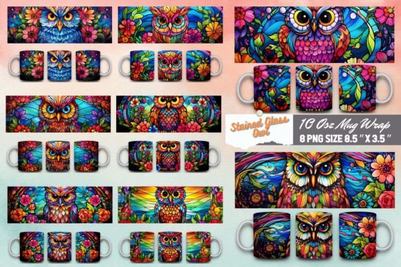 Download Stained Glass Owl 3d Mug Sublimation - 3d mug sublimation Collection