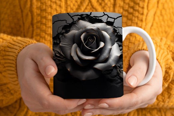 Download 3D Black Rose Mug Wrap Sublimation - Rose Collection