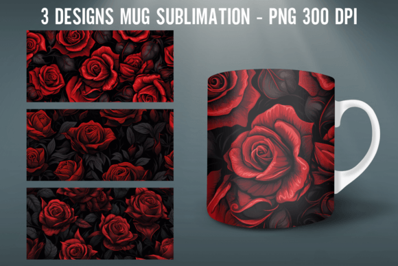 Download Gothic Rose Mug Wrap Sublimation Design - Rose Collection