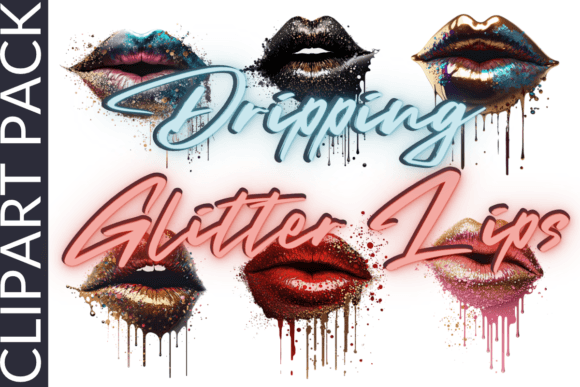 Download Dripping Glitter Lips Sublimation Bundle - Sublimation bundle Collection