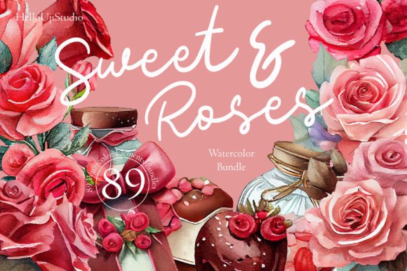 Download Sweet &amp; Rose Watercolor Clipart Bundle - Rose Collection