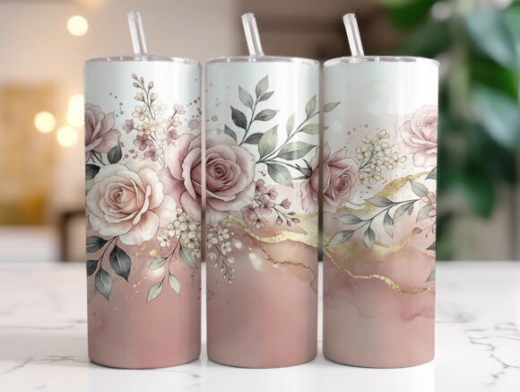 Download Blush Rose Gold Floral 20oz Tumbler Wrap - Rose Collection