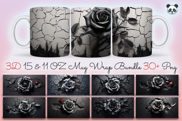 Download 3D Black Rose Mug Wrap Bundle - Rose Collection